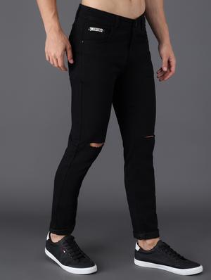 black slash knee denim jean - 18396062 - Standard Image - 3