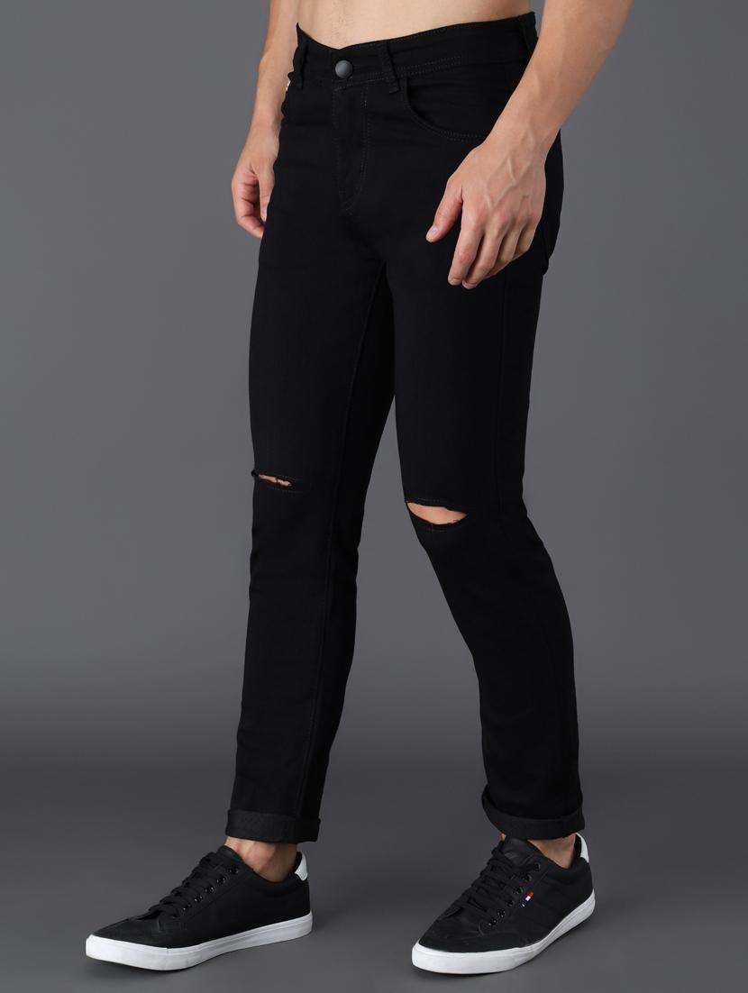 black slash knee denim jean - 18396062 - Zoom Image - 2