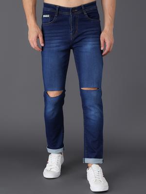 blue slash knee denim jean - 18396063 - Standard Image - 2