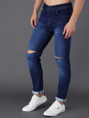 blue slash knee denim jean - 18396063 - Standard Image - 4