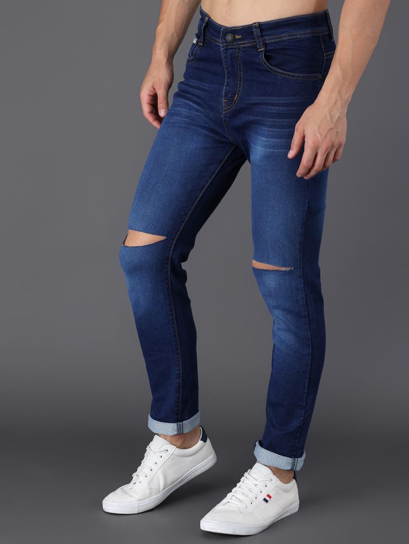 blue slash knee denim jean - 18396063 - Zoom Image - 4