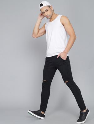 black slash knee denim jean - 18396072 - Standard Image - 5
