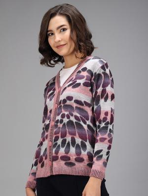 long sleeved printed cardigan - 18396135 - Standard Image - 2