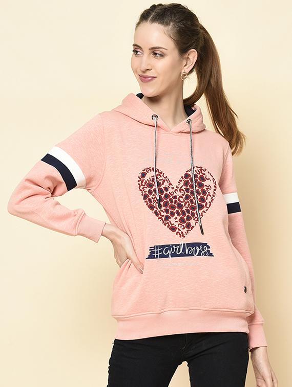hooded neck printed sweatshirt - 18396202 - Zoom Image - 1