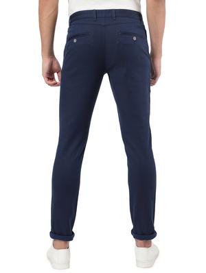 dark blue solid casual trouser - 18396290 - Standard Image - 3