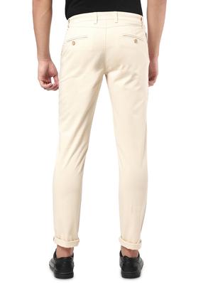 beige solid casual trouser - 18396295 - Standard Image - 3