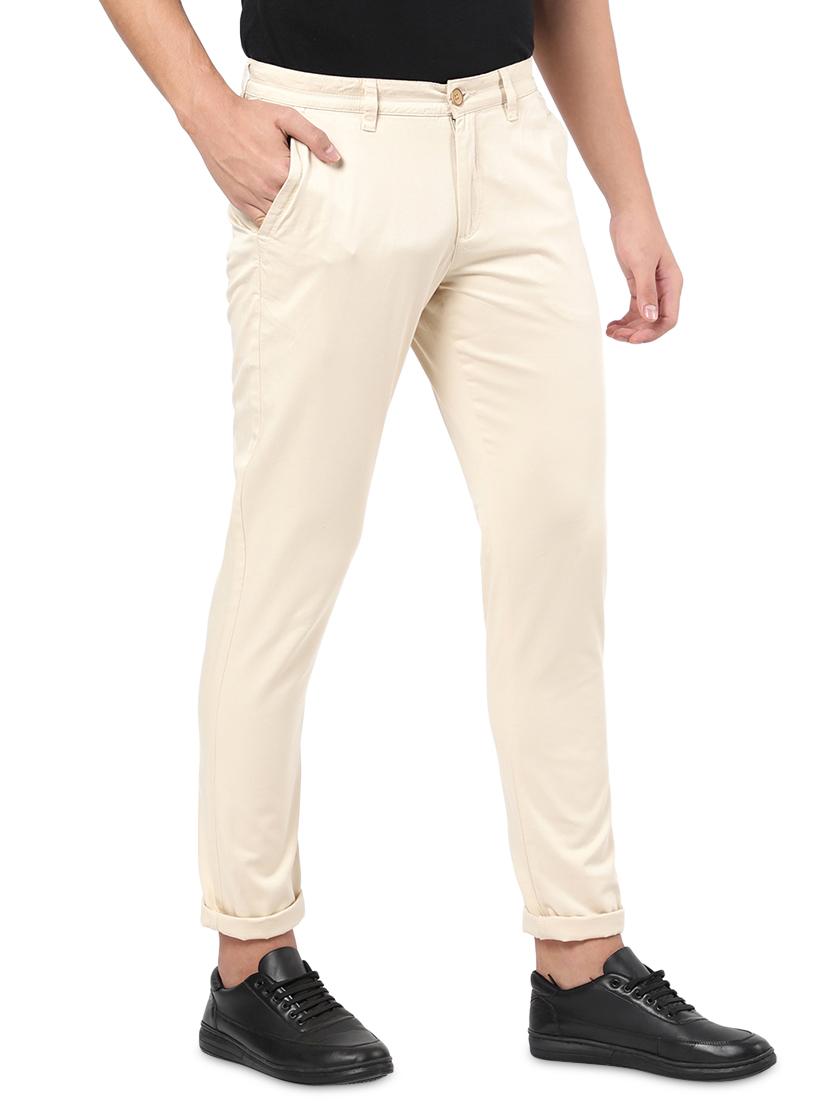 beige solid casual trouser - 18396295 - Zoom Image - 2