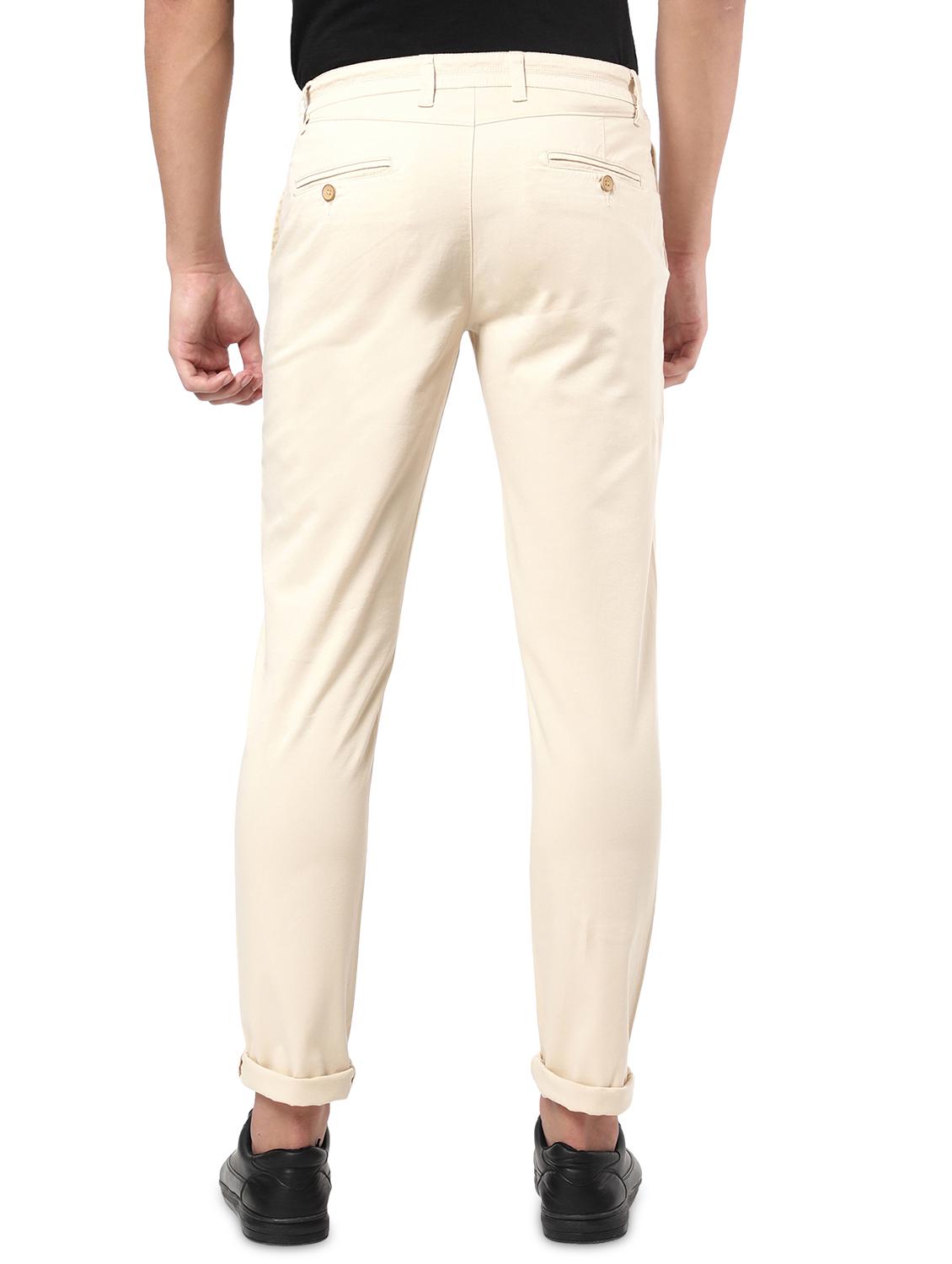 beige solid casual trouser - 18396295 - Zoom Image - 3
