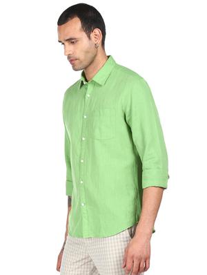 green solid casual shirt - 18396351 - Standard Image - 3