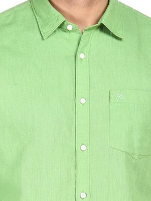 green solid casual shirt - 18396351 - Standard Image - 5