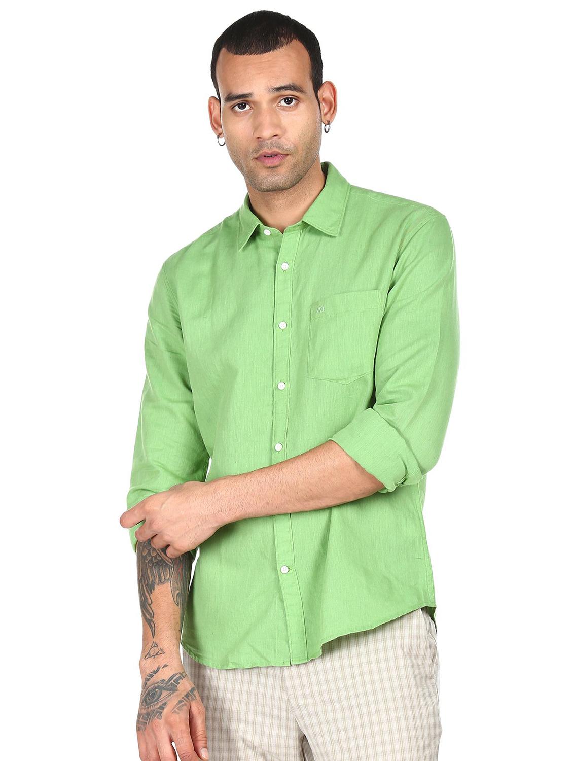 green solid casual shirt - 18396351 - Zoom Image - 2