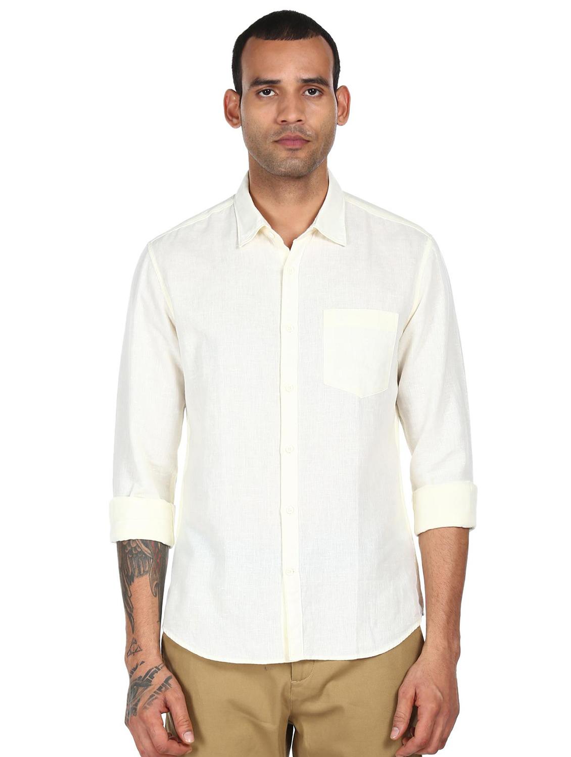 white solid casual shirt - 18396355 - Zoom Image - 1