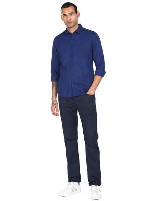 navy-blue solid casual shirt - 18396364 - Standard Image - 4