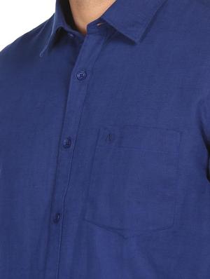 navy-blue solid casual shirt - 18396364 - Standard Image - 5