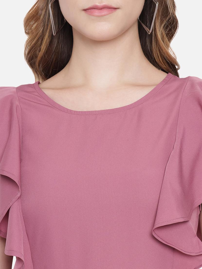 ruffle detail solid fit & flare dress - 18396447 - Zoom Image - 5