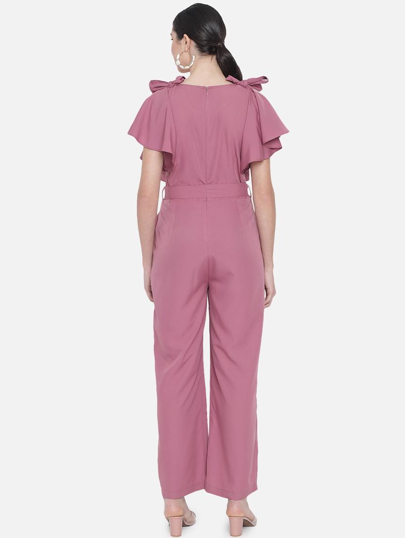 tie knot detail solid full leg jumpsuit - 18396475 - Zoom Image - 3