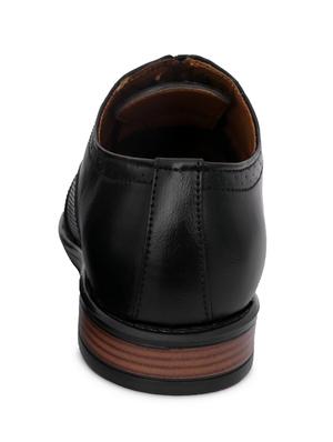 black synthetic & mesh laceup brouges - 18396514 - Standard Image - 3