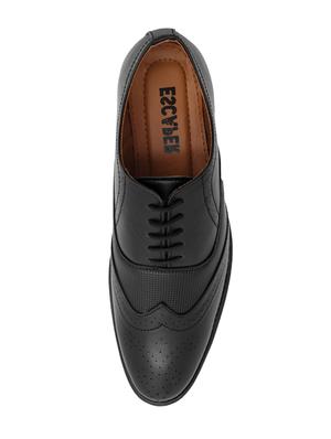 black synthetic & mesh laceup brouges - 18396514 - Standard Image - 4