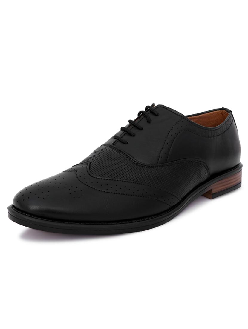 black synthetic & mesh laceup brouges - 18396514 - Zoom Image - 2