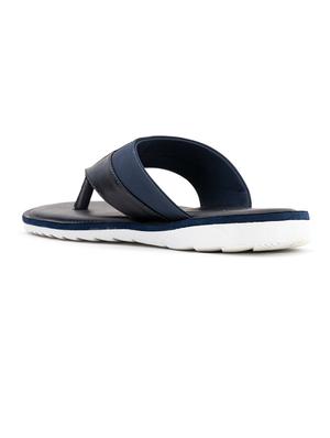 navy leatherette slip on slippers - 18396599 - Standard Image - 3
