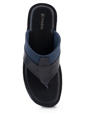 navy leatherette slip on slippers - 18396599 - Standard Image - 6