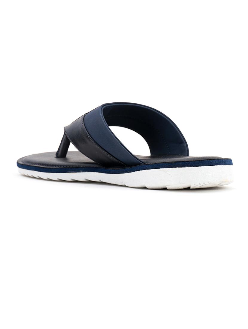 navy leatherette slip on slippers - 18396599 - Zoom Image - 3