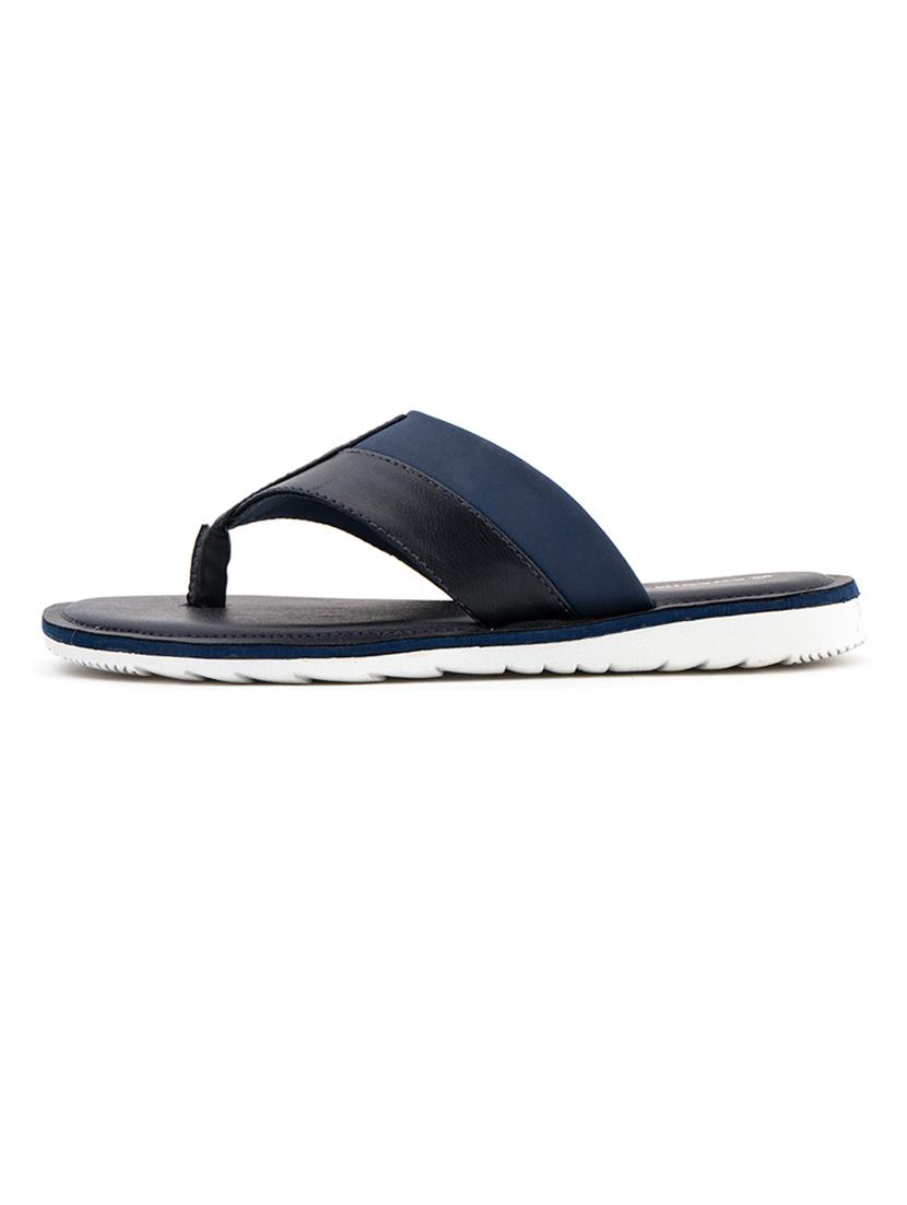 navy leatherette slip on slippers - 18396599 - Zoom Image - 4