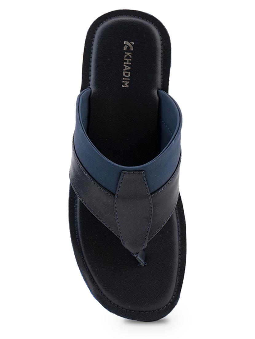 navy leatherette slip on slippers - 18396599 - Zoom Image - 6