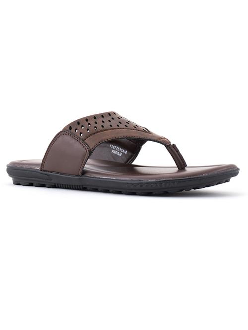 brown synthetic & mesh slip on slippers - 18396602 - Standard Image - 1