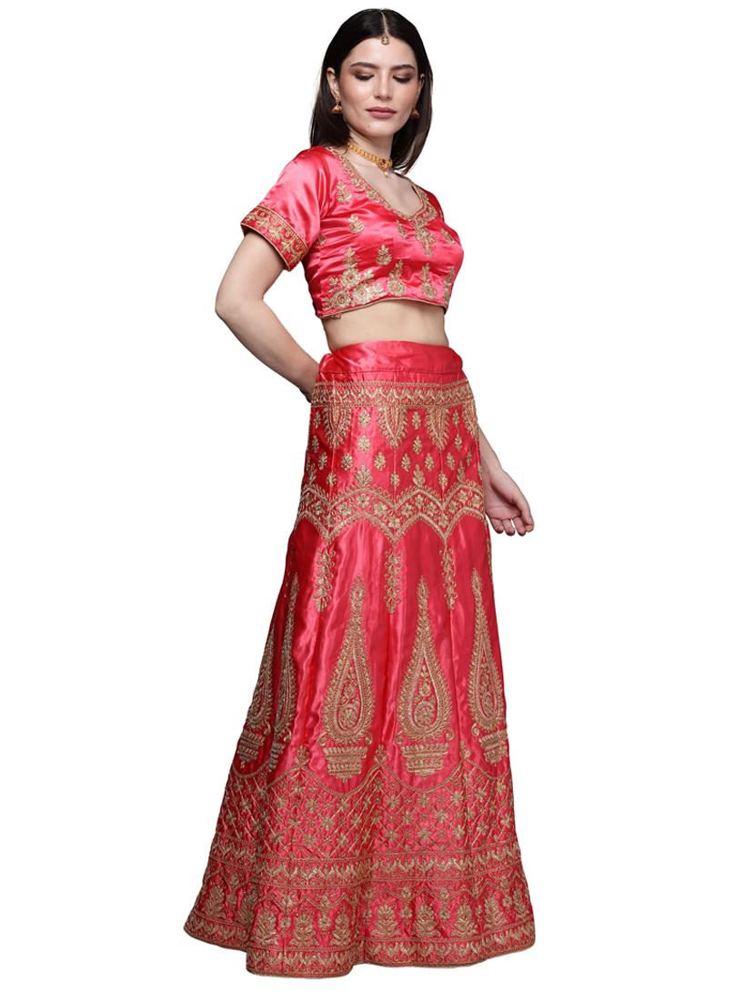 embroidered a-line lehenga - 18396622 - Zoom Image - 3