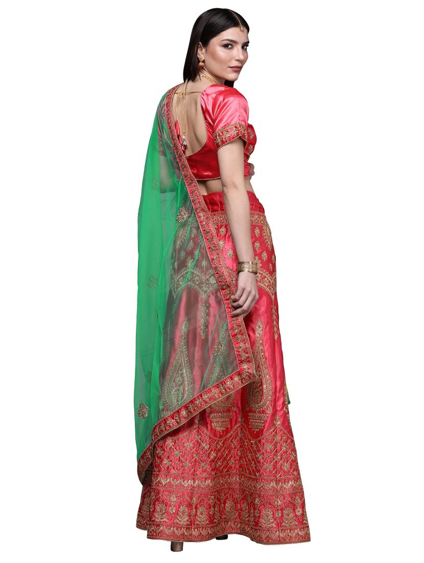 embroidered a-line lehenga - 18396622 - Zoom Image - 4