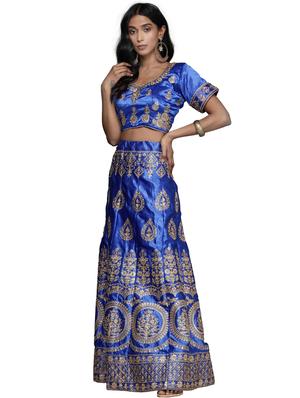 embroidered a-line lehenga - 18396624 - Standard Image - 2