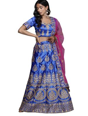 embroidered a-line lehenga - 18396624 - Standard Image - 3