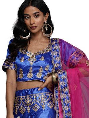 embroidered a-line lehenga - 18396624 - Standard Image - 5