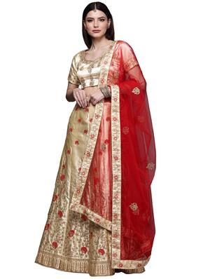 embroidered a-line lehenga - 18396628 - Standard Image - 3