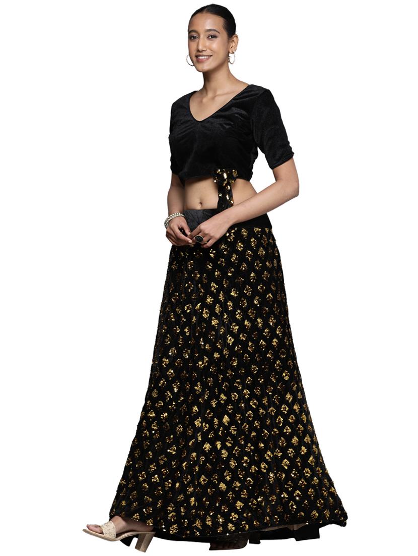 sequined a-line lehenga - 18396634 - Zoom Image - 2