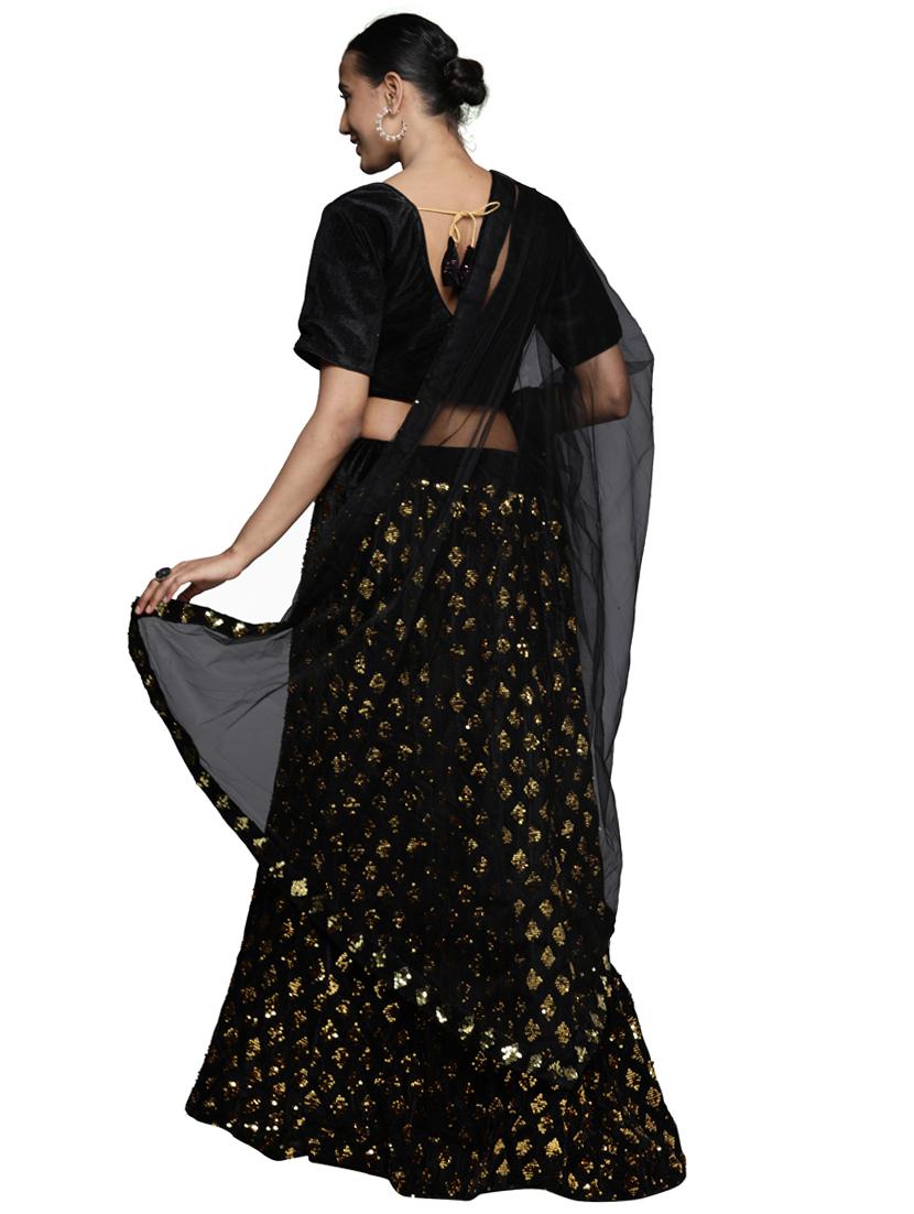 sequined a-line lehenga - 18396634 - Zoom Image - 4
