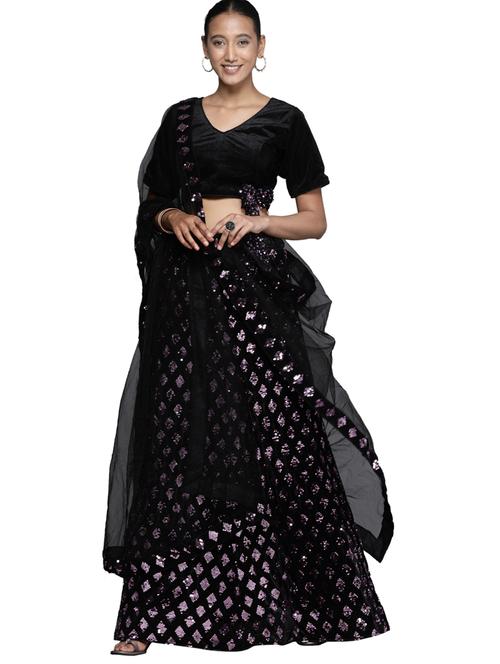 sequined a-line lehenga - 18396635 - Standard Image - 1