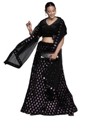 sequined a-line lehenga - 18396635 - Standard Image - 2
