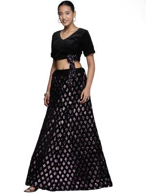 sequined a-line lehenga - 18396635 - Standard Image - 3
