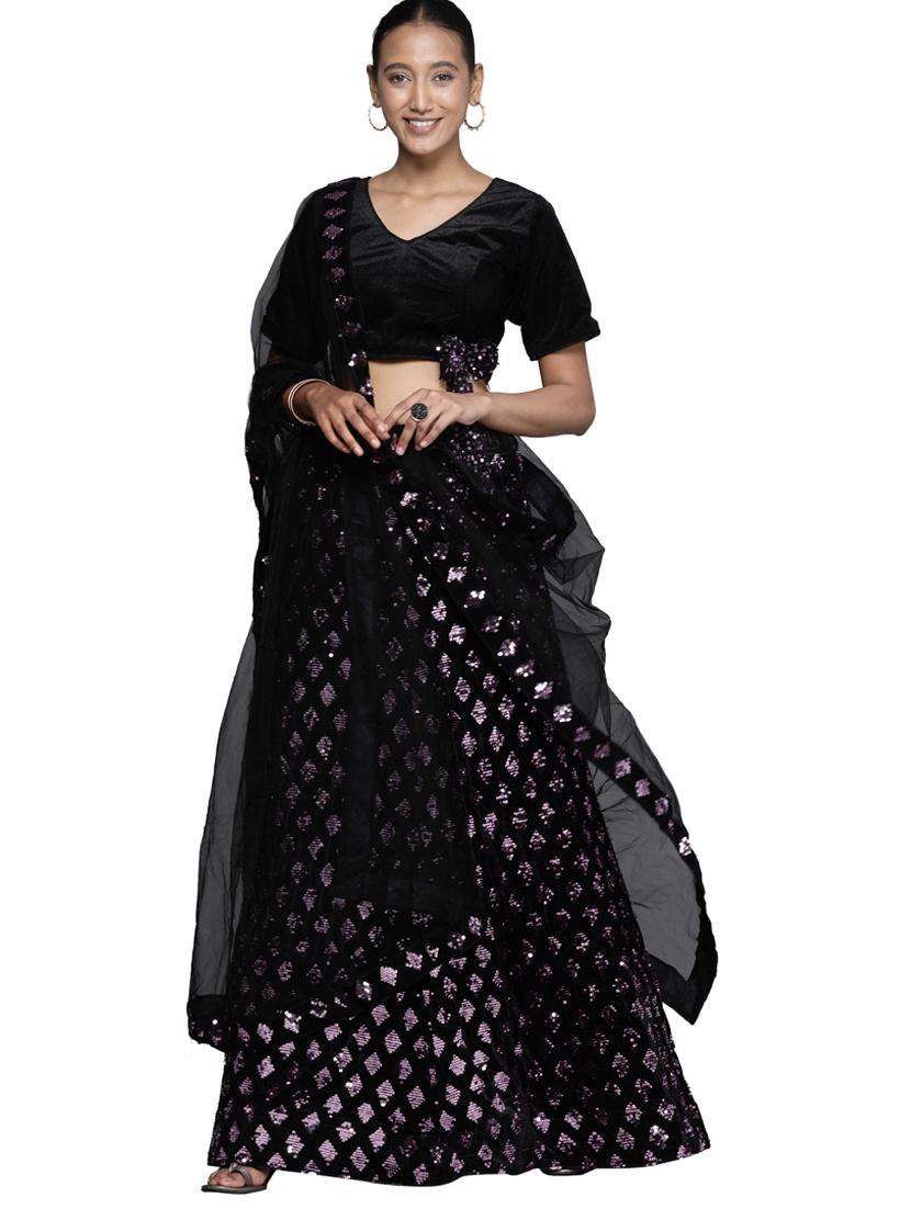 sequined a-line lehenga - 18396635 - Zoom Image - 1