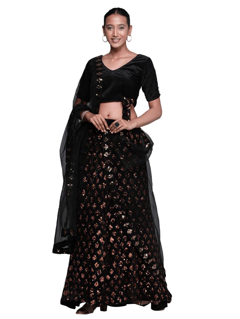sequined a-line lehenga - 18396638 - Zoom Image - 1