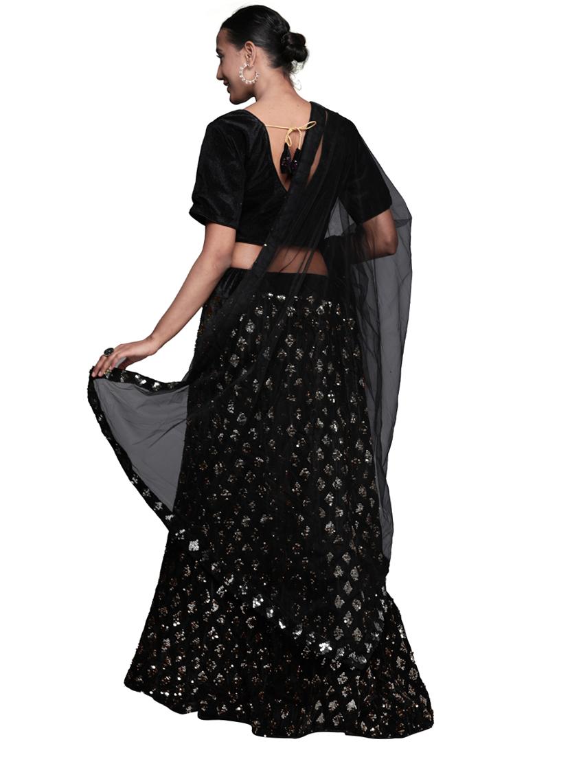 sequined a-line lehenga - 18396639 - Zoom Image - 4