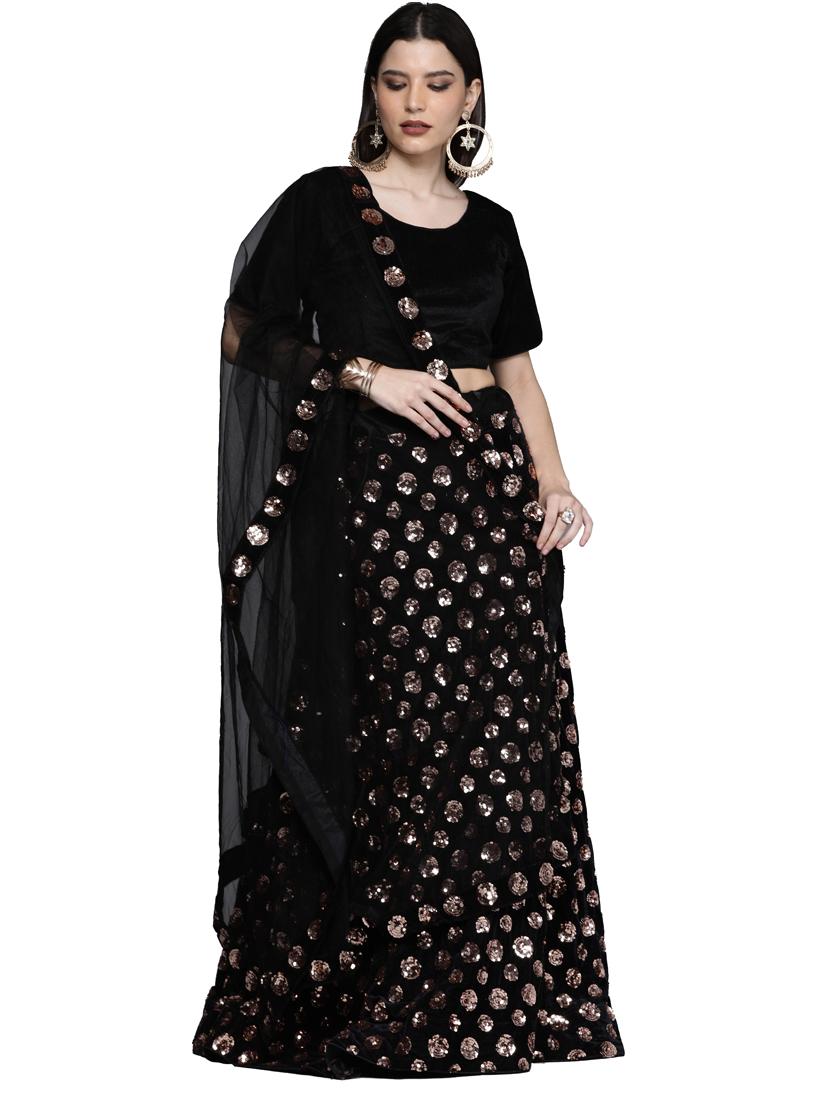 sequined a-line lehenga - 18396641 - Zoom Image - 2