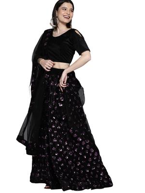 sequined a-line lehenga - 18396645 - Standard Image - 3
