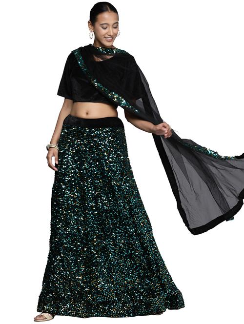 sequined a-line lehenga - 18396646 - Standard Image - 1