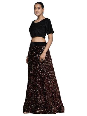 sequined a-line lehenga - 18396650 - Standard Image - 3
