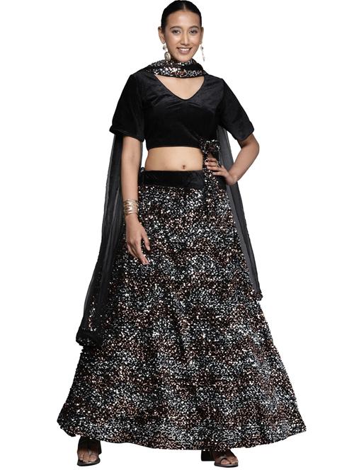 sequined a-line lehenga - 18396652 - Standard Image - 1