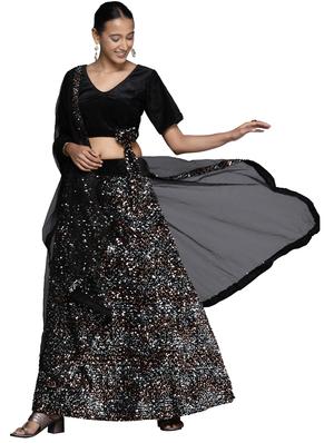 sequined a-line lehenga - 18396652 - Standard Image - 3