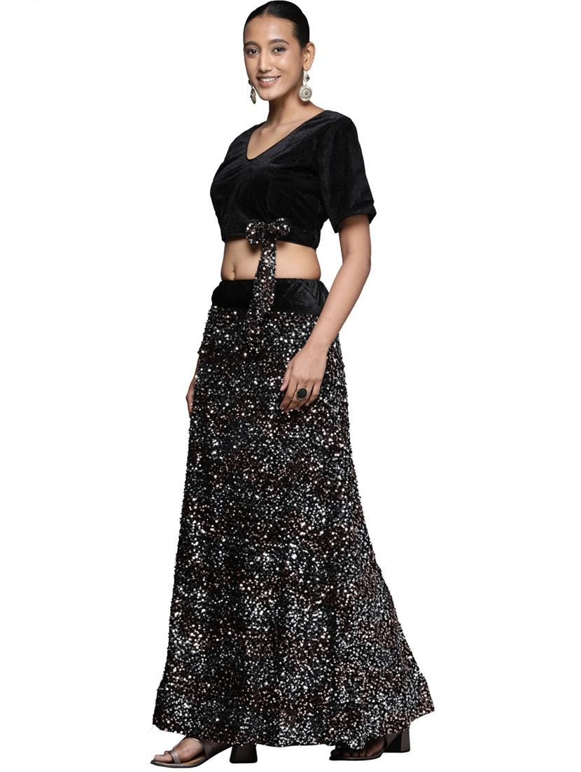 sequined a-line lehenga - 18396652 - Zoom Image - 2